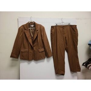 Danillo Womens Suit Size 24W Brown Blazer Pants Set Career Business Office
